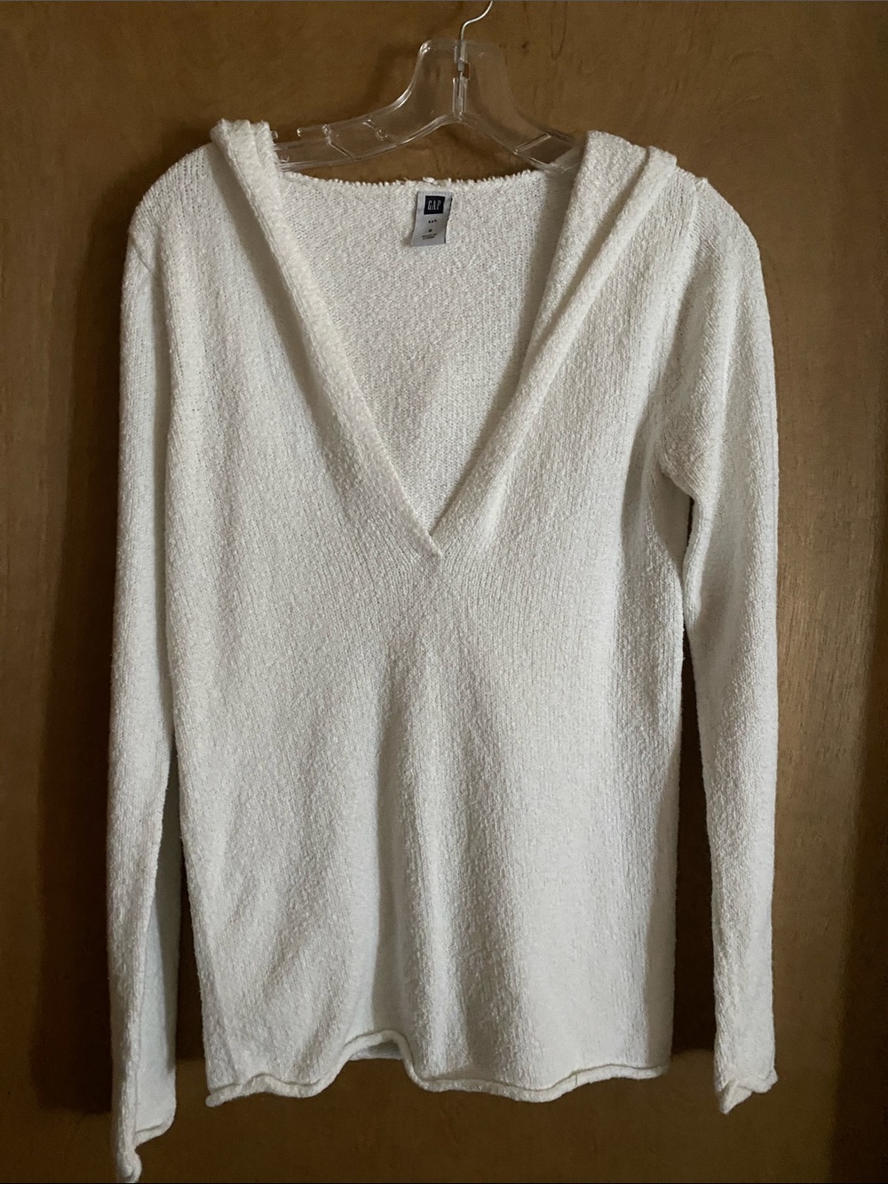 Like new GAP brand Women’s White Knit Hooded V-Neck Sweater / Beach Cover-up
